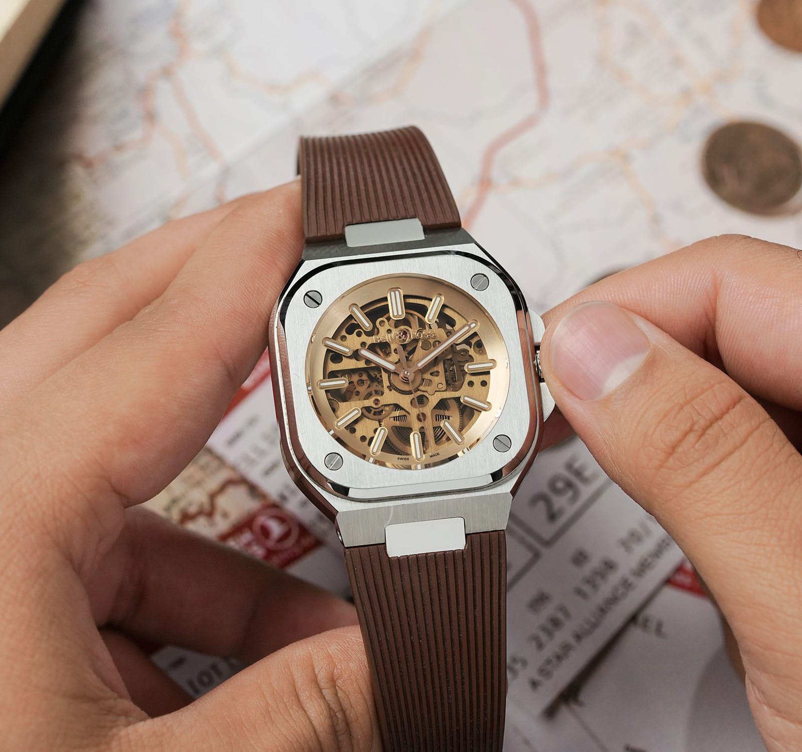 ローズ ベル Pre-Owned Bell & Ross Urban Men Watch in Skeleton Colour Dial