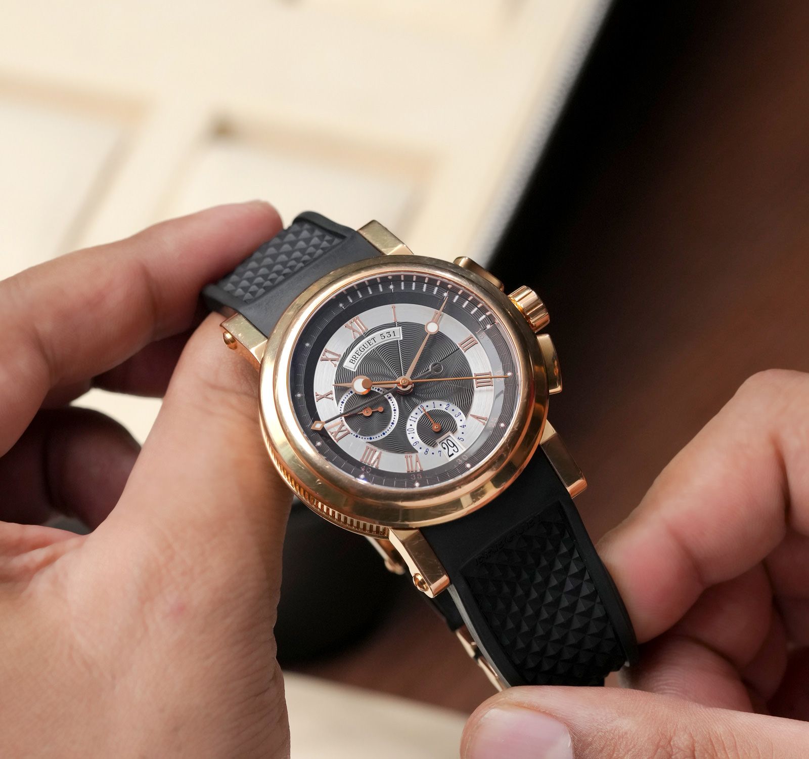 Pre-Owned Breguet Marine Men Watch in Black Colour Dial