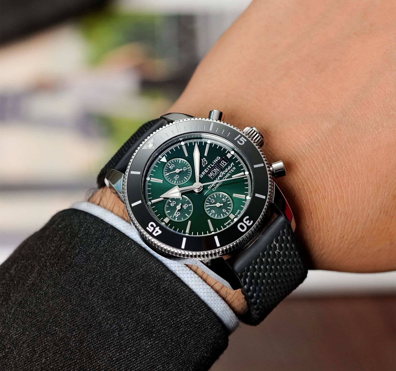 Pre-Owned Breitling Superocean Heritage Men Watch in Green Colour Dial