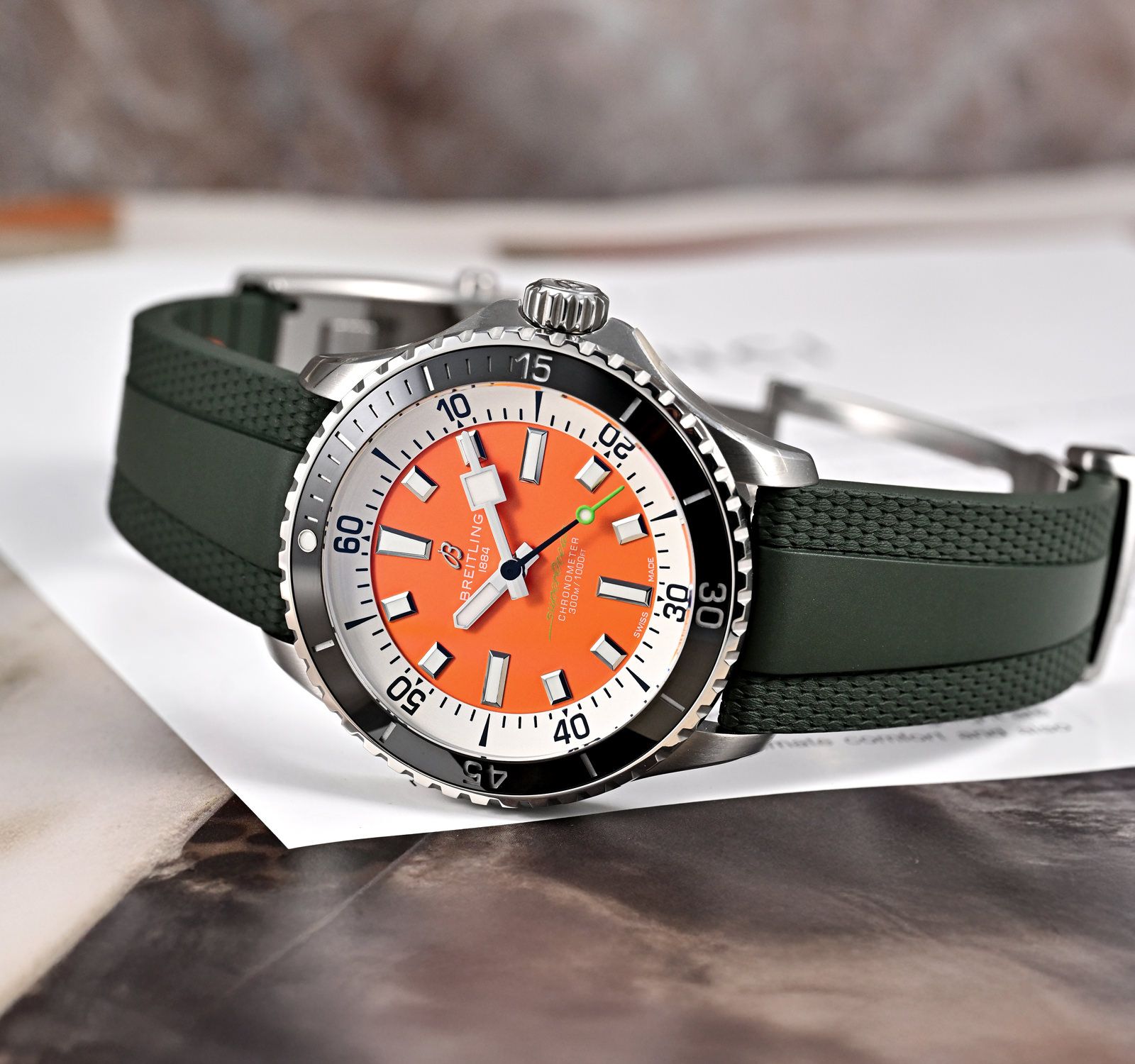 Pre-Owned Breitling Superocean Heritage Men Watch in Orange Colour