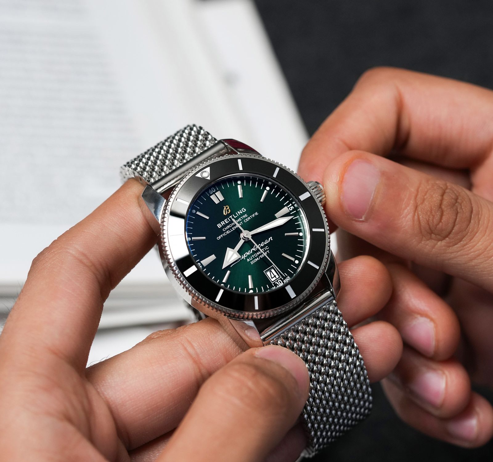 42 Green Breitling Soh Pre-Owned Breitling Superocean Heritage Men