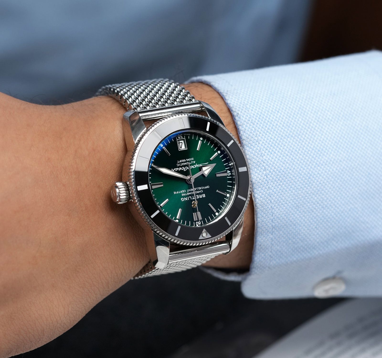 Stainless Steel Breitling Superocean Green Dial Breitling