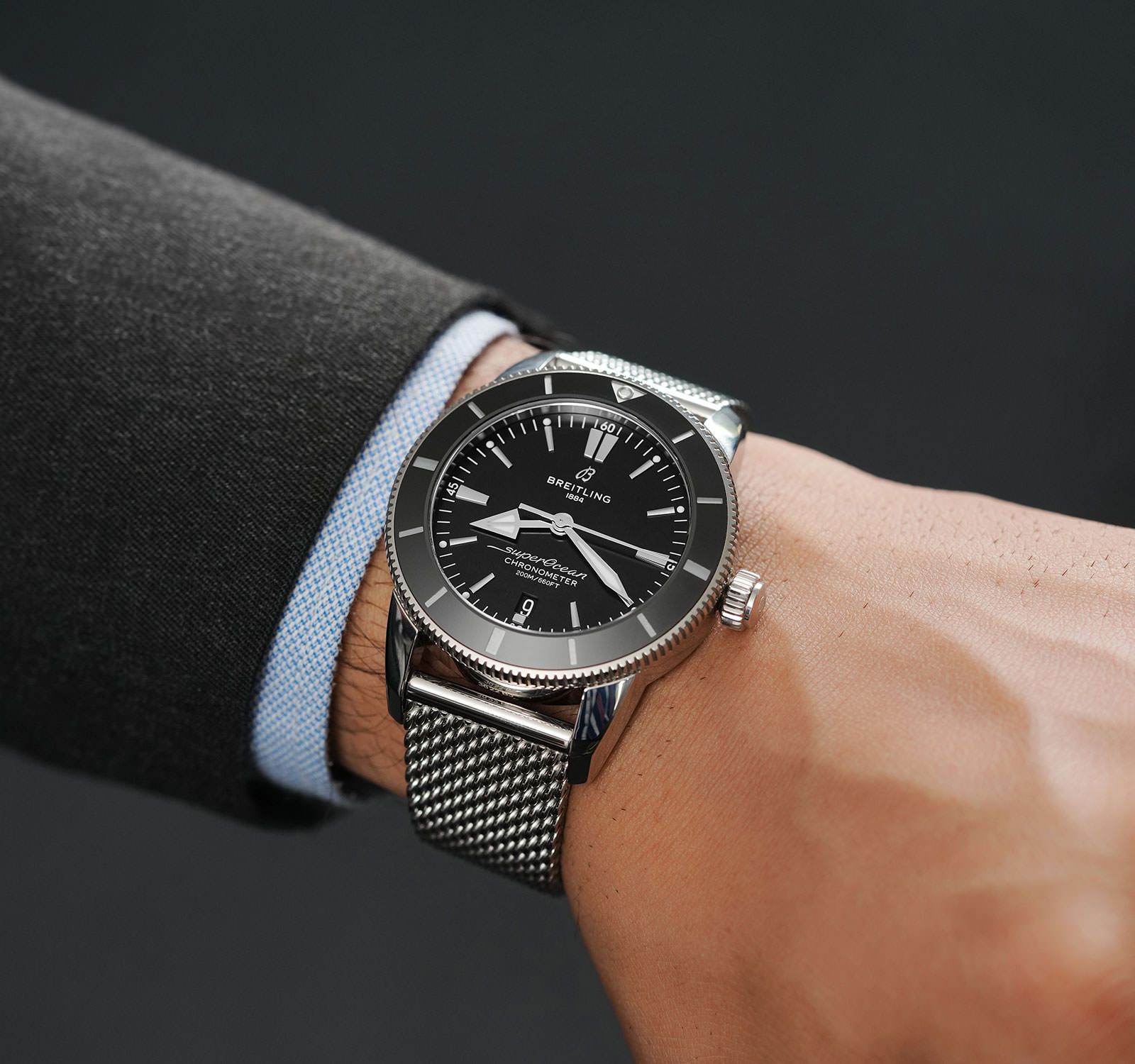 Breitling Superocean Heritage Black On Wrist Wrist Breitling