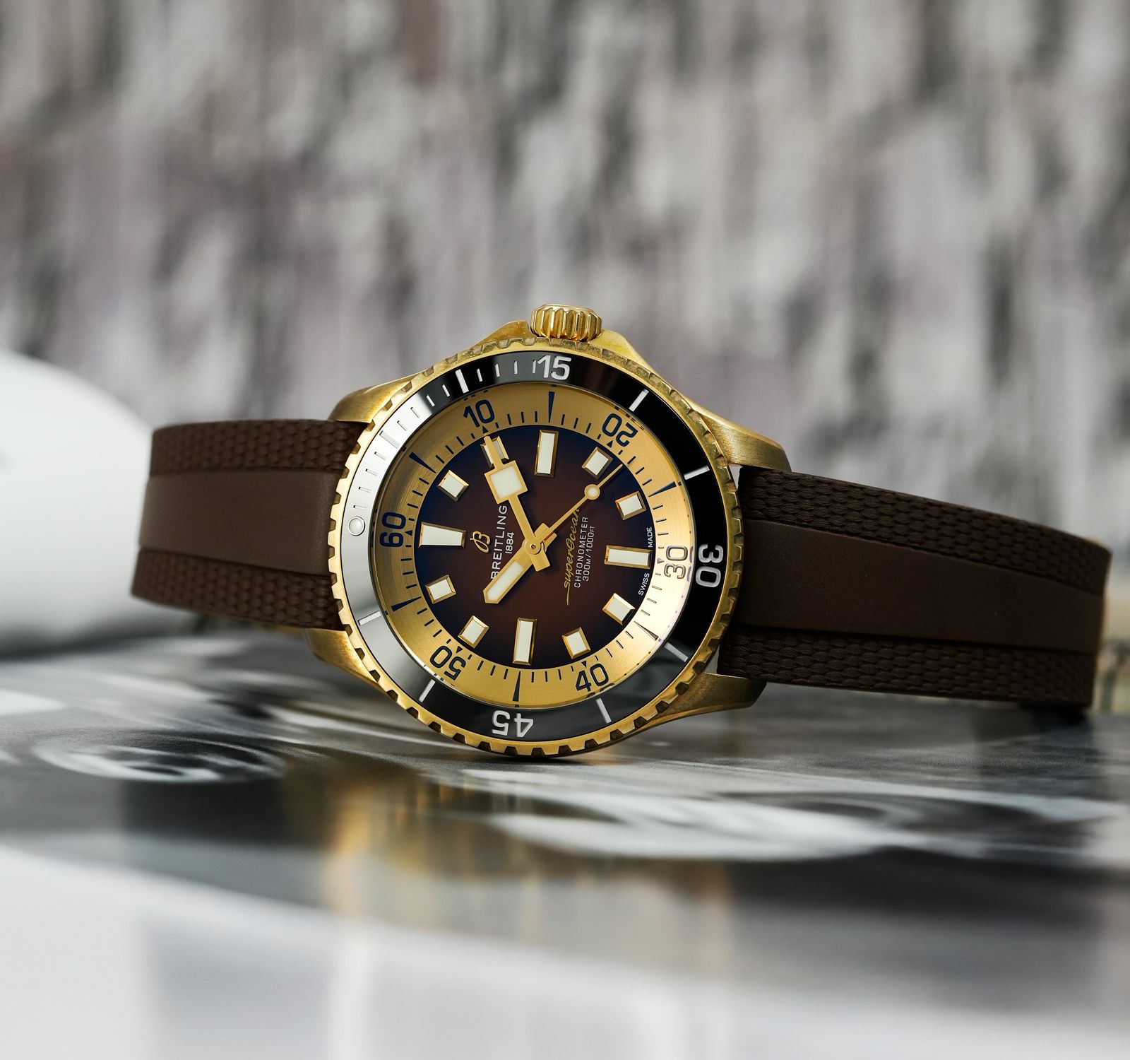 Pre-Owned Breitling Superocean Men Watch in Brown Colour Dial