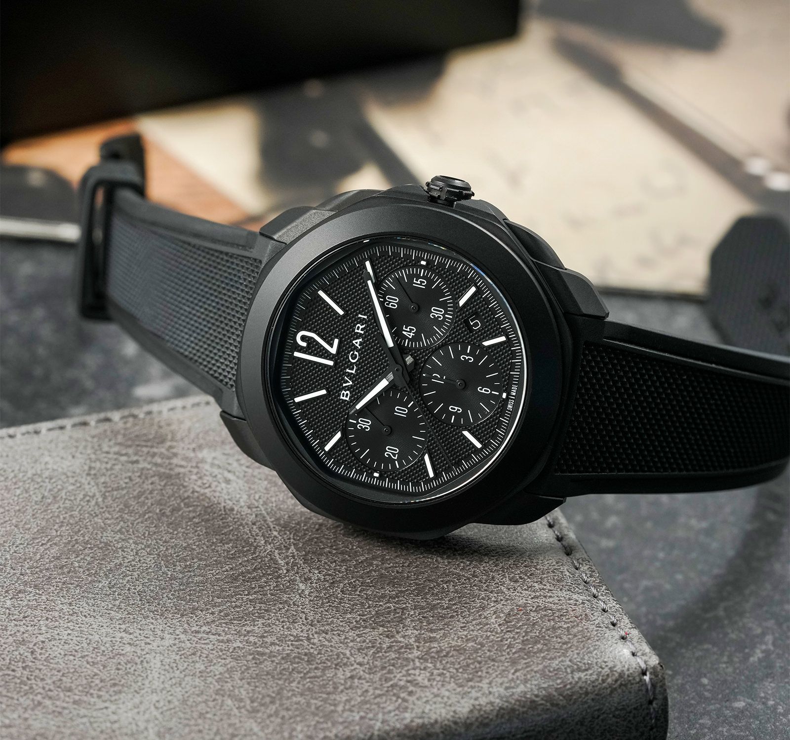 Pre-Owned BVLGARI Octo Men Watch in Black Colour Dial