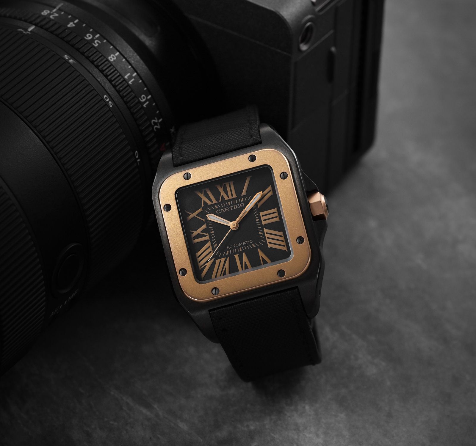 Cartier santos hotsell 100 black ceramic