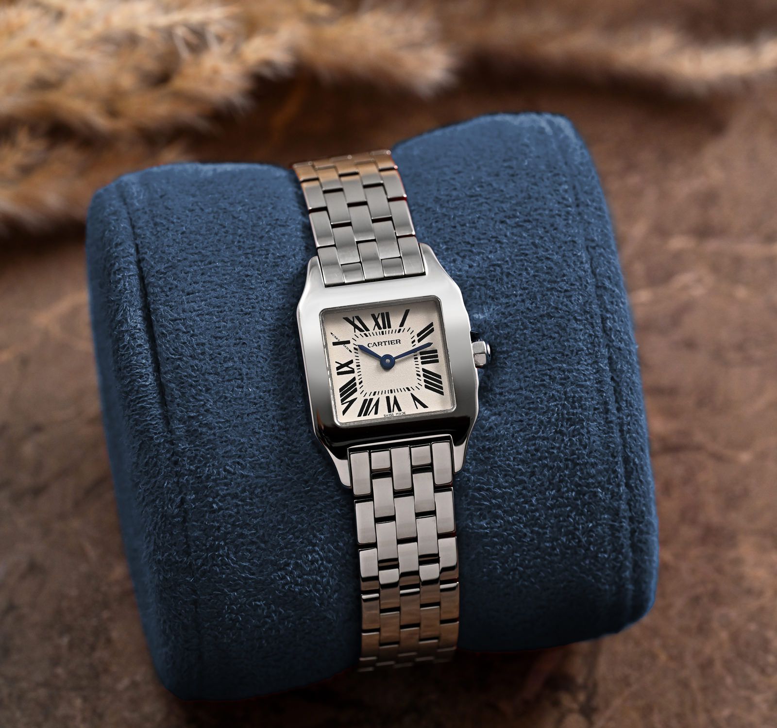 Pre-Owned Cartier Santos Demoiselle Women Watch in Silver Colour Dial