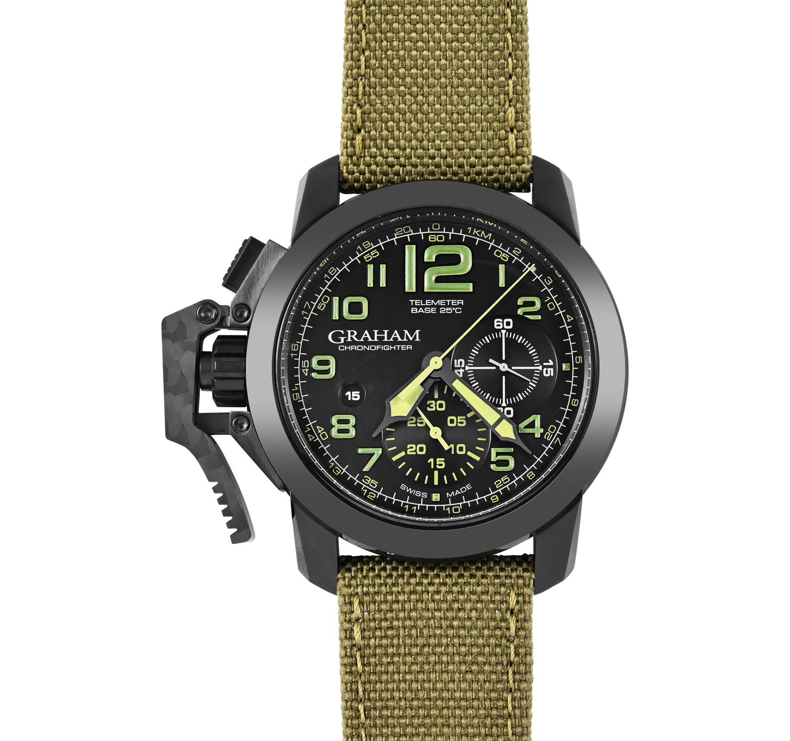 Pre-Owned Graham Chronofighter Oversize Men Watch in Black Colour Dial
