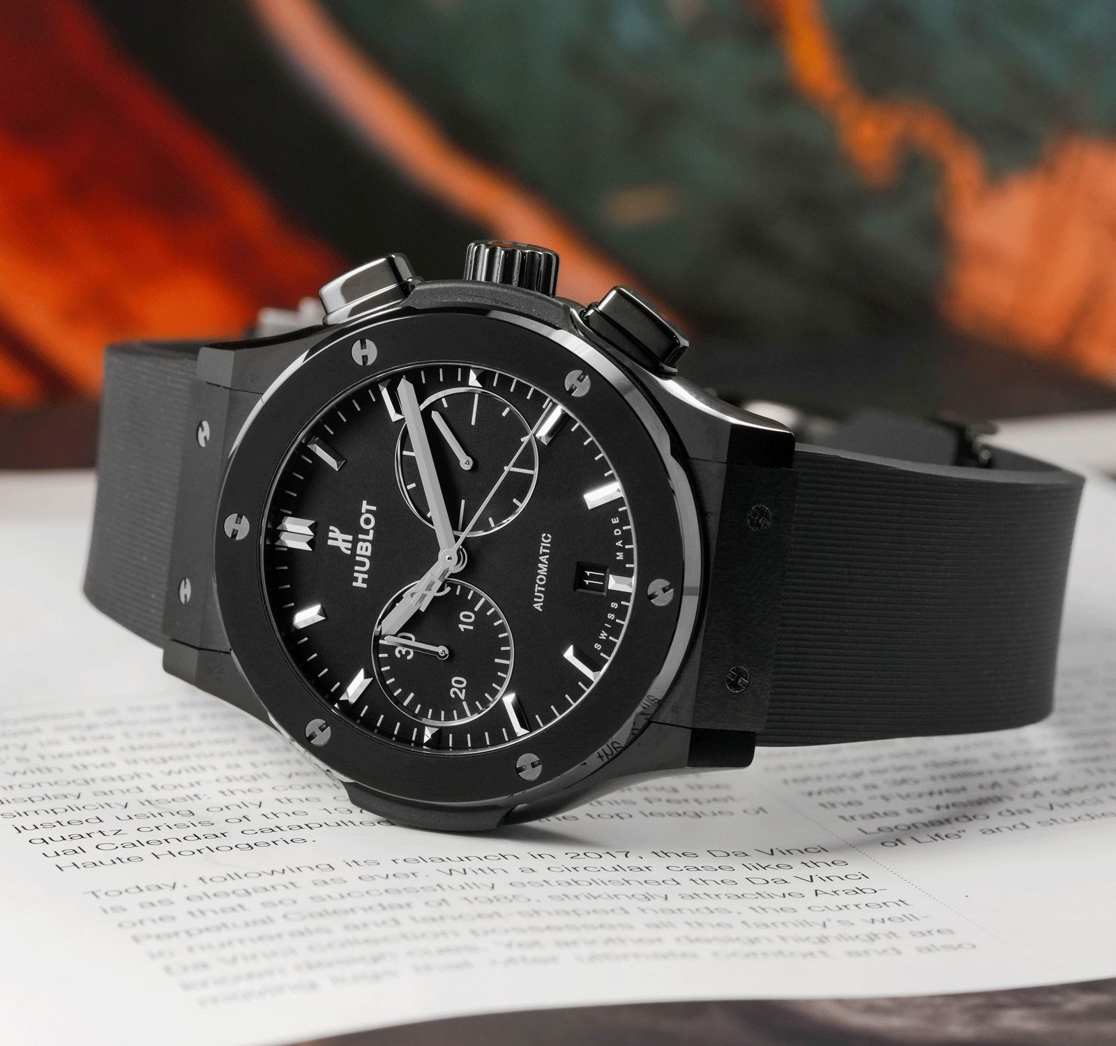 Pre-Owned Hublot Classic Fusion Men Watch in Black Colour Dial