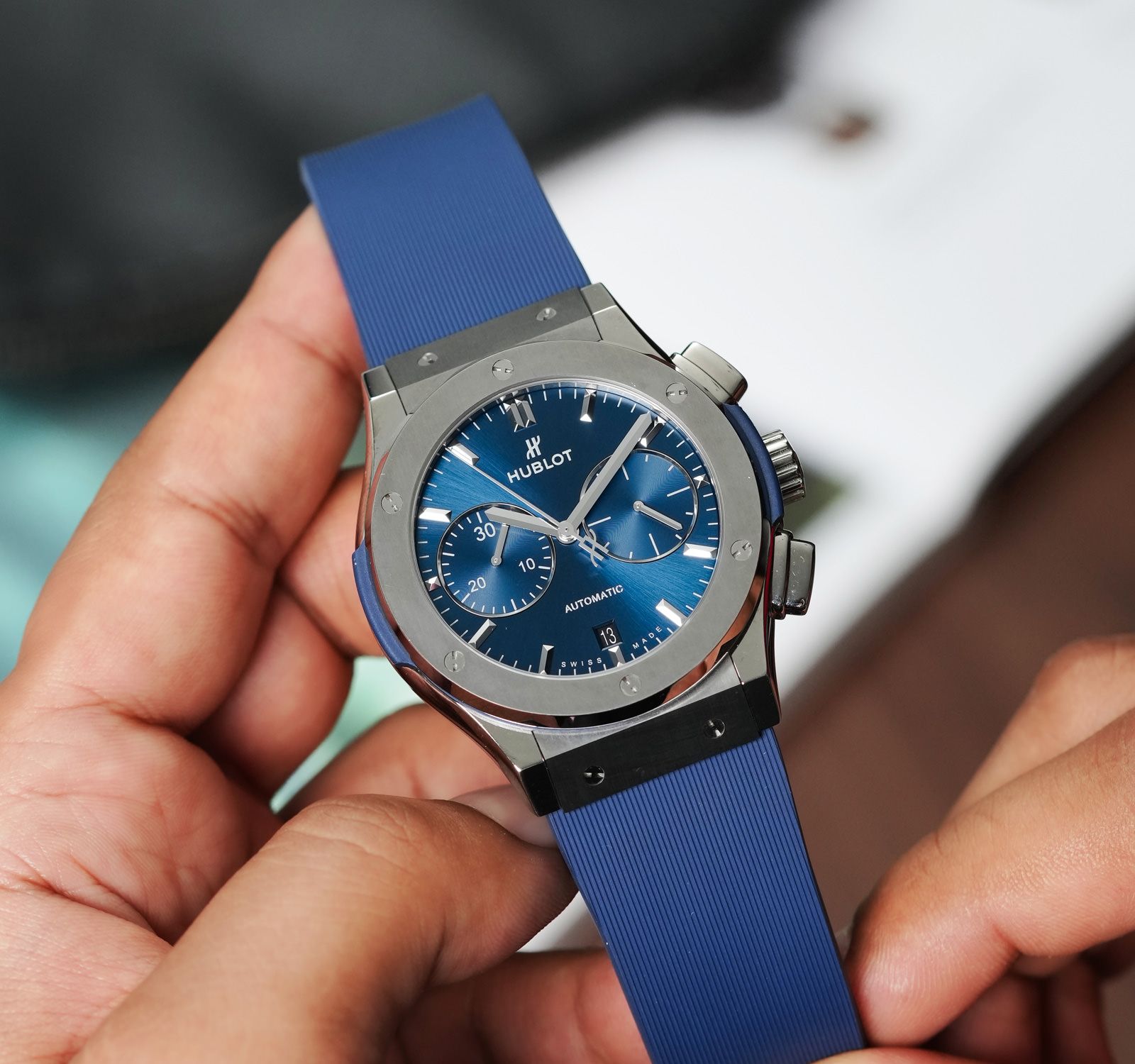 Pre-Owned Hublot Classic Fusion Men Watch in Blue Colour Dial