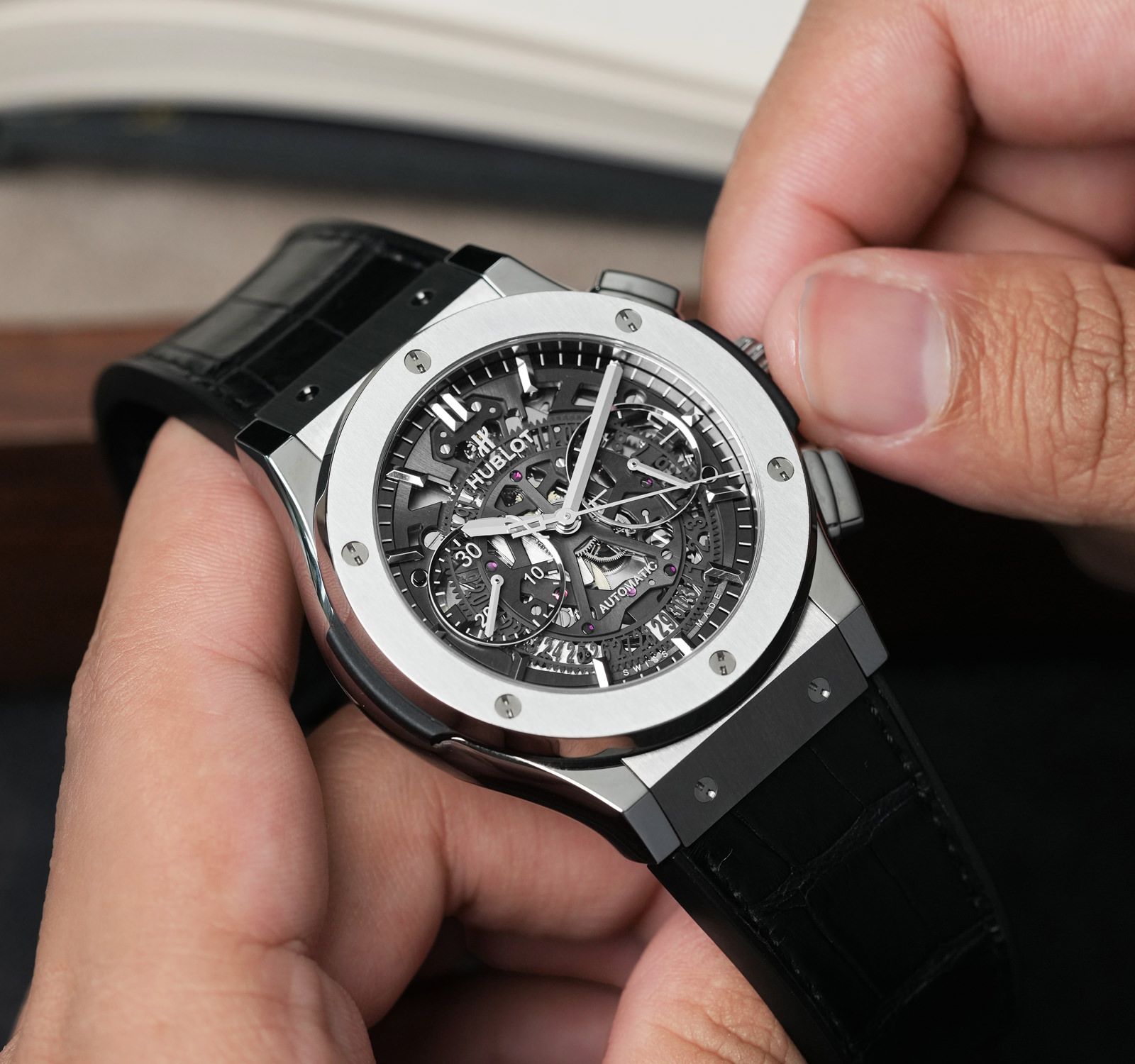 Pre-Owned Hublot Classic Fusion Men Watch in Skeleton Colour Dial