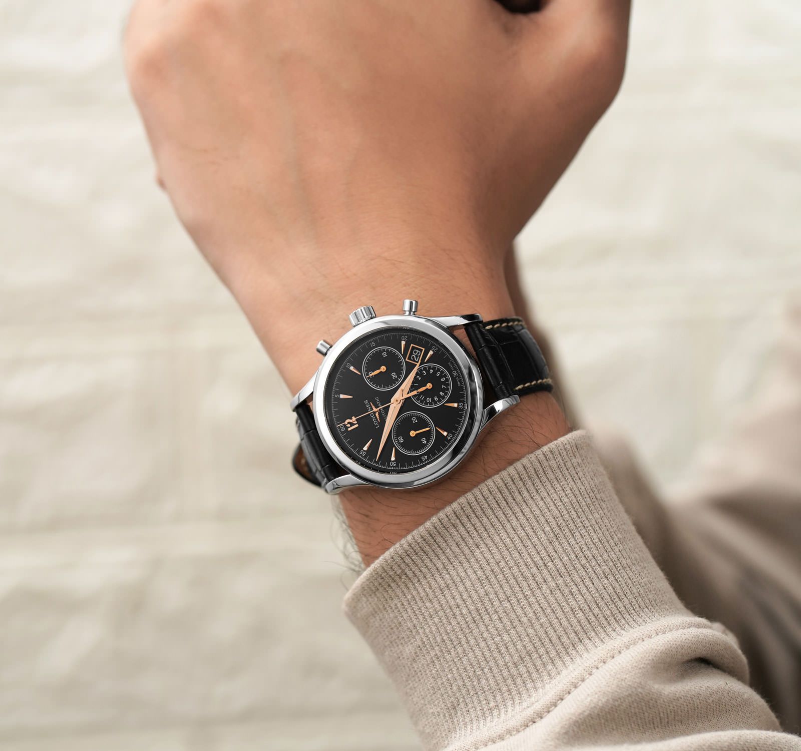 Pre-Owned Longines Heritage Classic Men Watch in Black Colour Dial