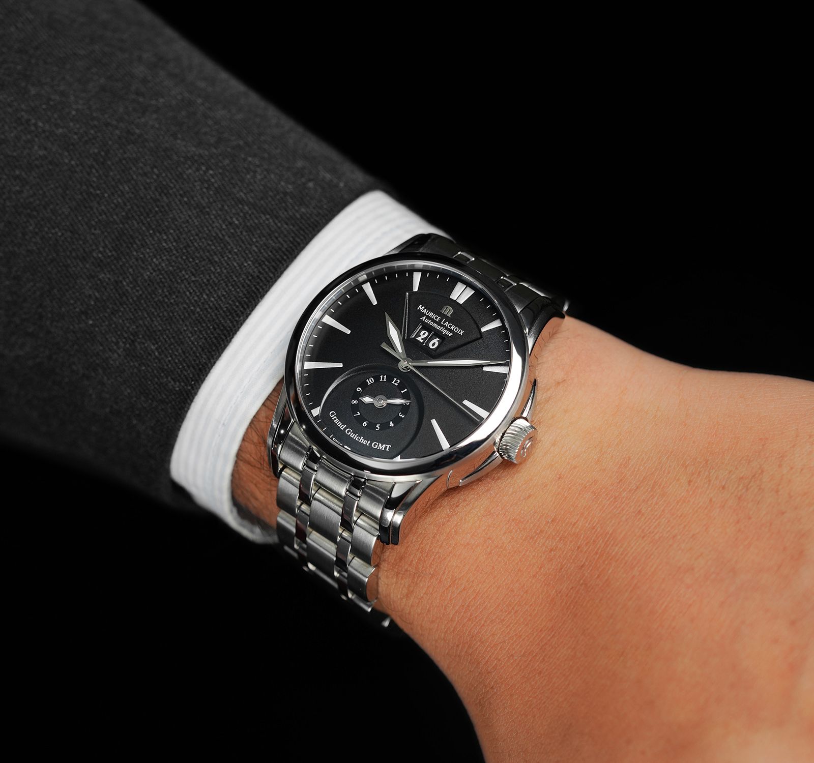 Pre-Owned Maurice Lacroix Pontos Men Watch in Black Colour Dial