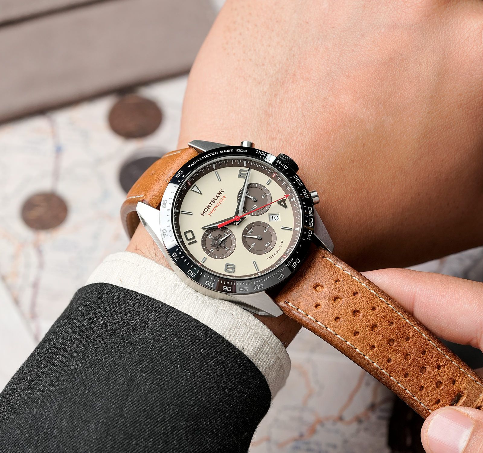 Pre-Owned Montblanc TimeWalker Men Watch in Beige Colour Dial