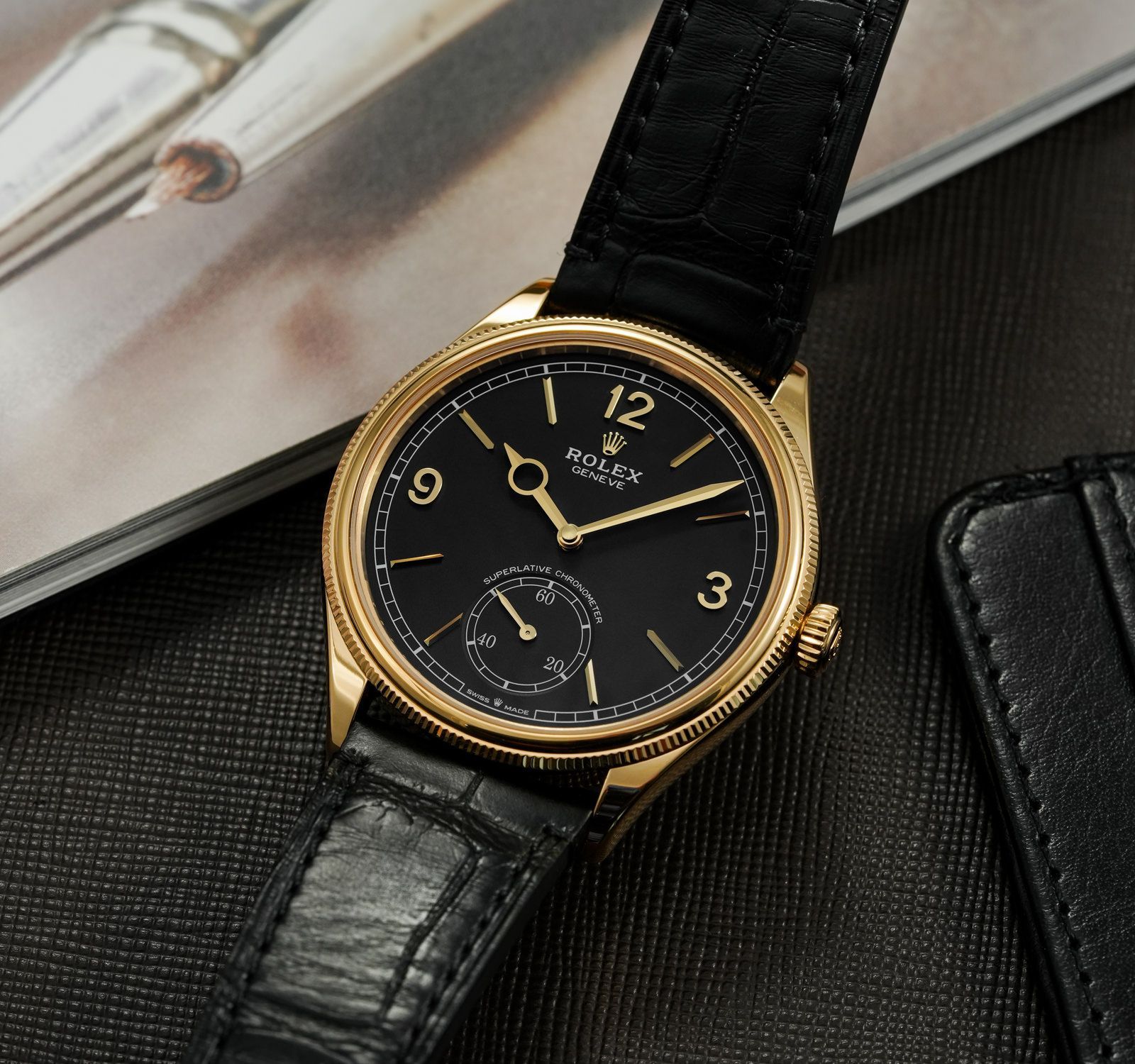 ROLEX Geneve ブラックダイヤル 金属ベルト ROLEX Geneve ブラックダイヤル 金属ベルト ROLEX Geneve