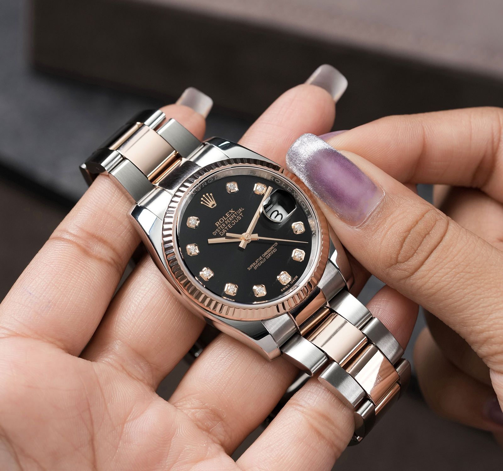 Pre-Owned Rolex Datejust Unisex Watch in Black Colour Dial