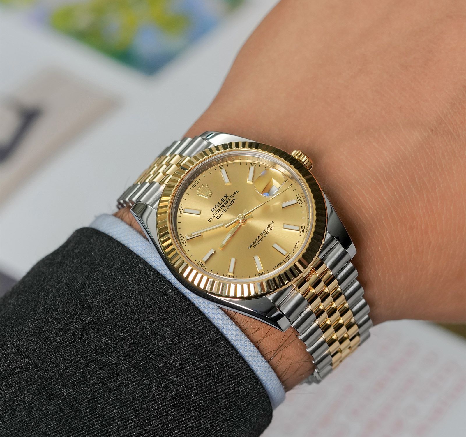 Pre-Owned Rolex Datejust Men Watch in Champagne Colour Dial