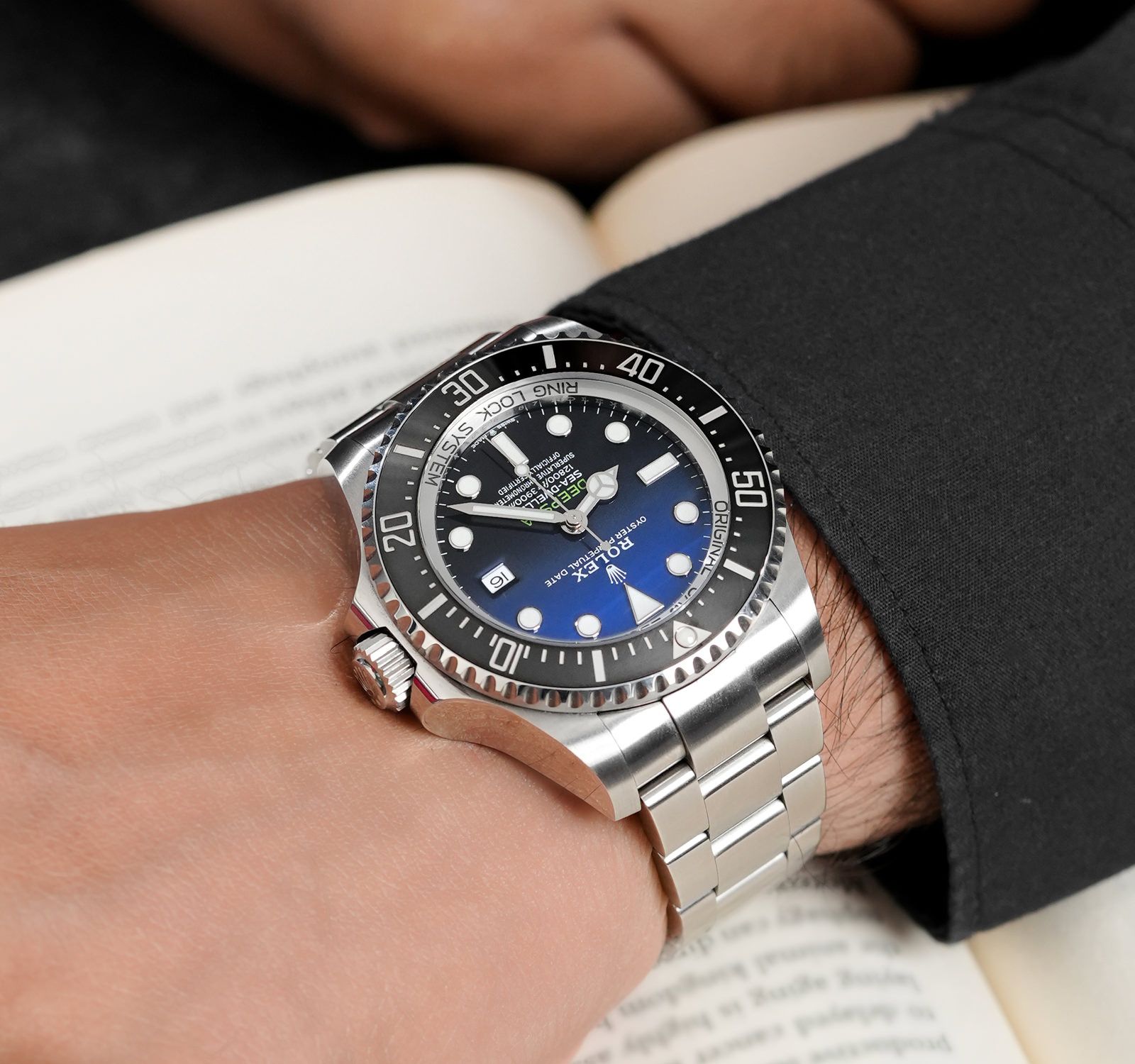 Wrist Rolex Deepsea Black Blue Deep Sea Rolex Triple Pre-Owned