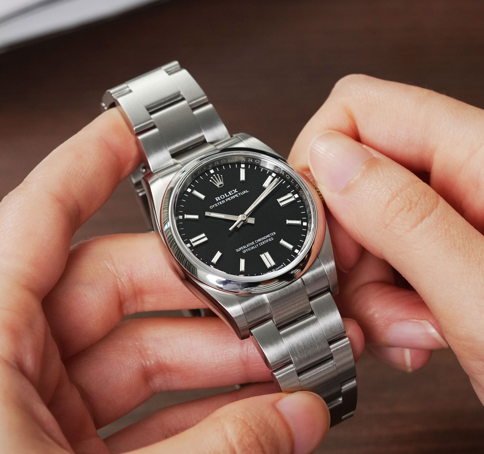 ROLEX OYSTER PERPETUALブラックダイヤル ロレックス/デイトジャスト/マットブラックダイヤル/クロノメーター