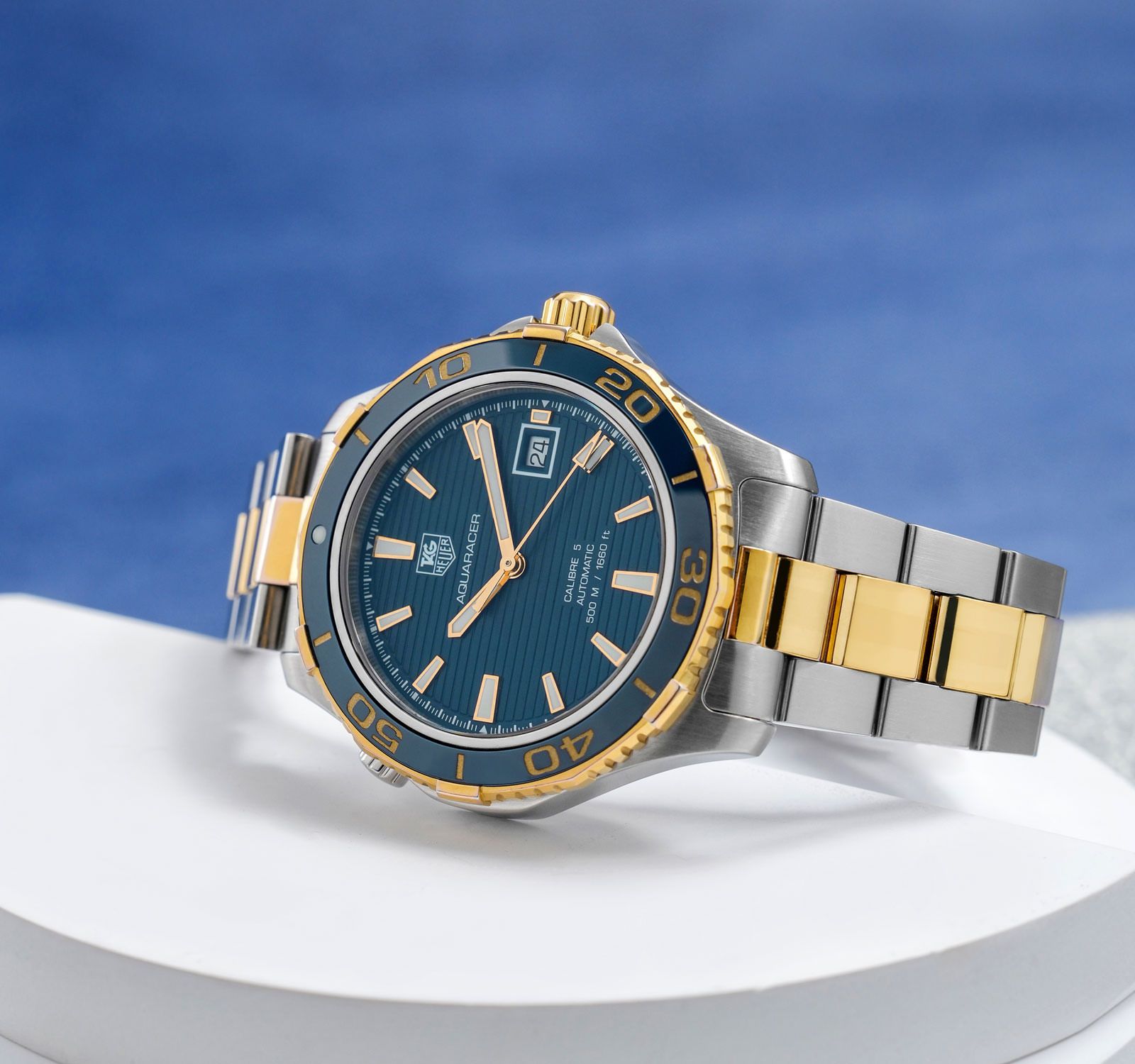 Tag Heuer Carrera Calibre Blue Dial Gold Hands TAG Heuer Aquaracer