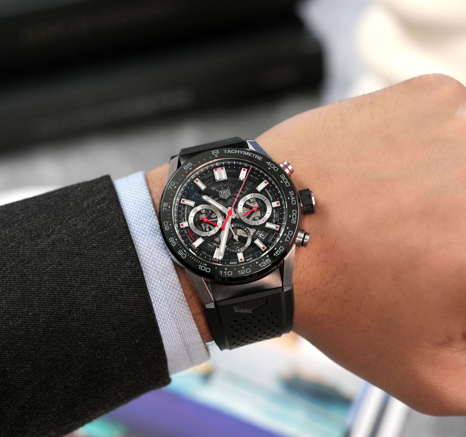 Pre-Owned TAG Heuer Carrera Men Watch in Skeleton Colour Dial