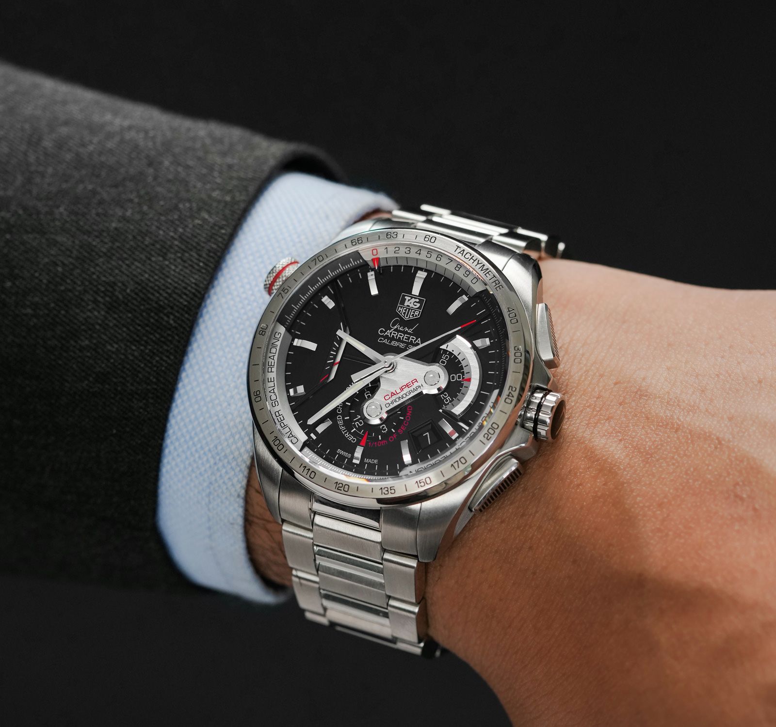 Pre-Owned TAG Heuer Grand Carrera Men Watch in Black Colour Dial