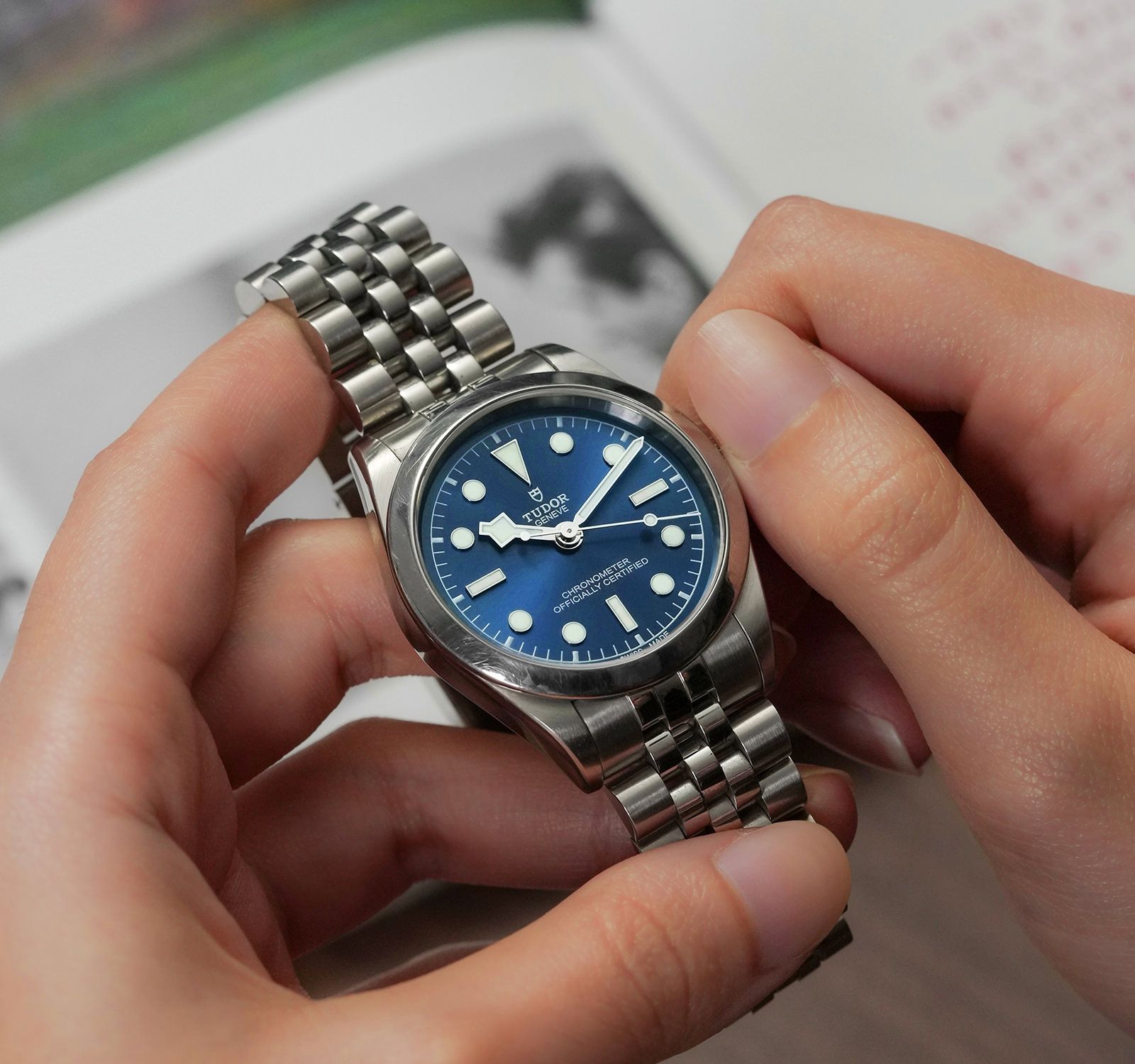 Pre-Owned Tudor Black Bay Unisex Watch in Blue Colour Dial