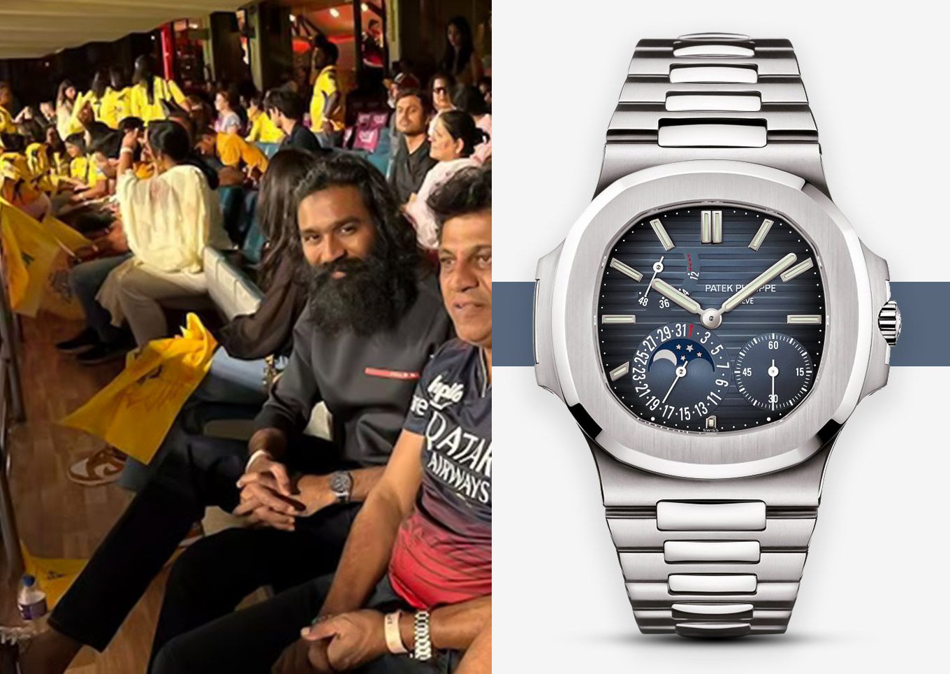 South Indian Actor Dhanush wearing Patek Philippe Nautilus