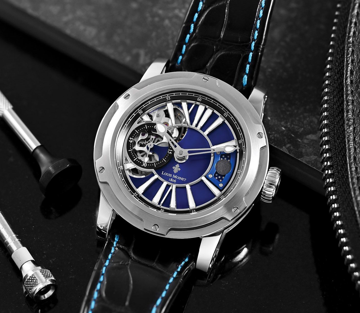 Limited edition Louis Moinet Moon watch in steel