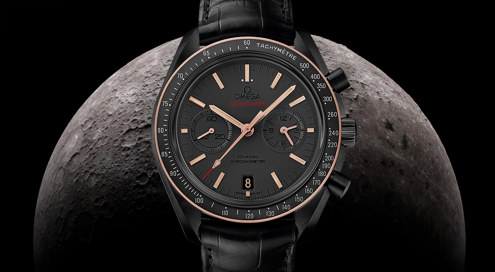 Onboard A Stellar Journey With Omega Speedmaster Dark Side Of The Moon Sedna Black
