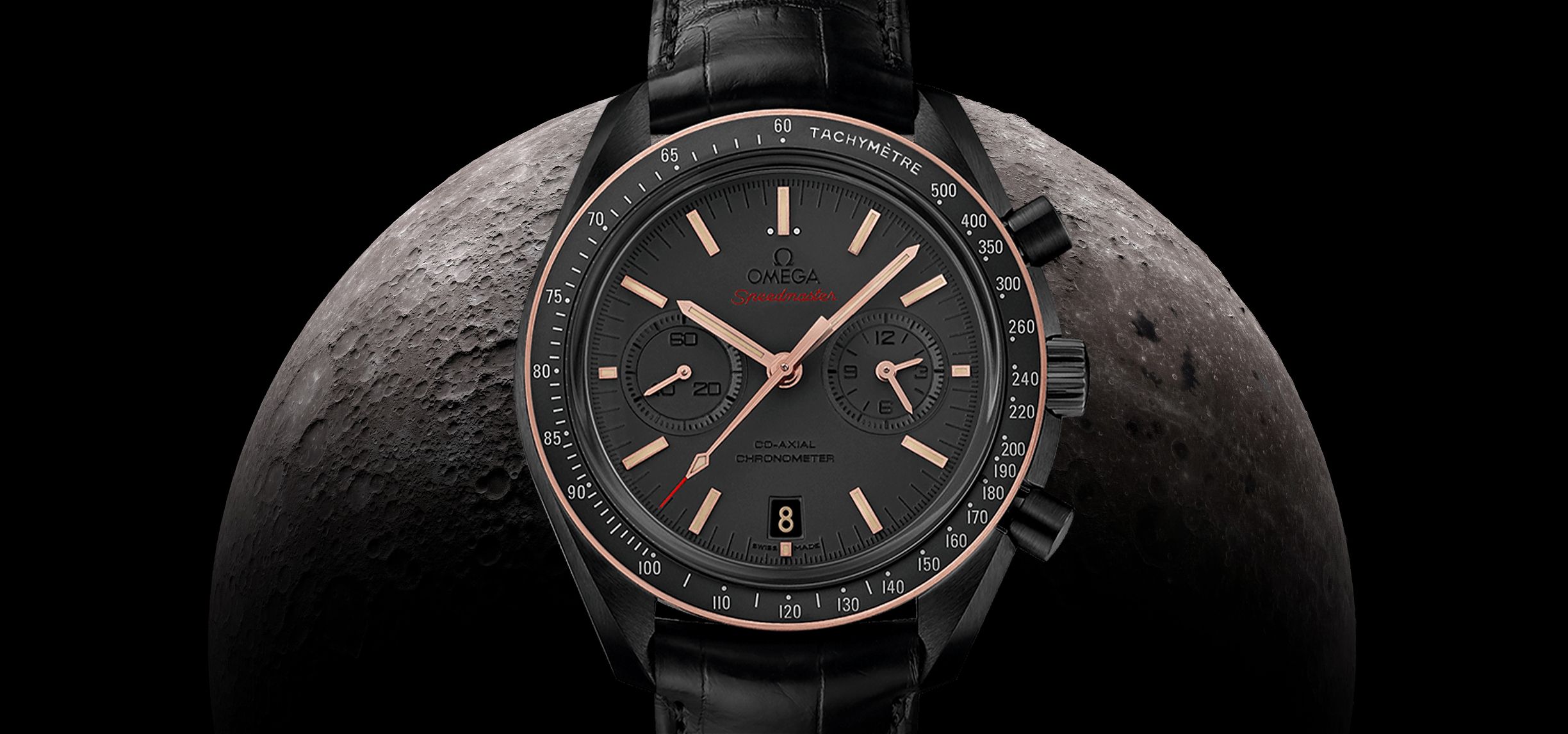 Onboard A Stellar Journey With Omega Speedmaster Dark Side Of The Moon Sedna Black