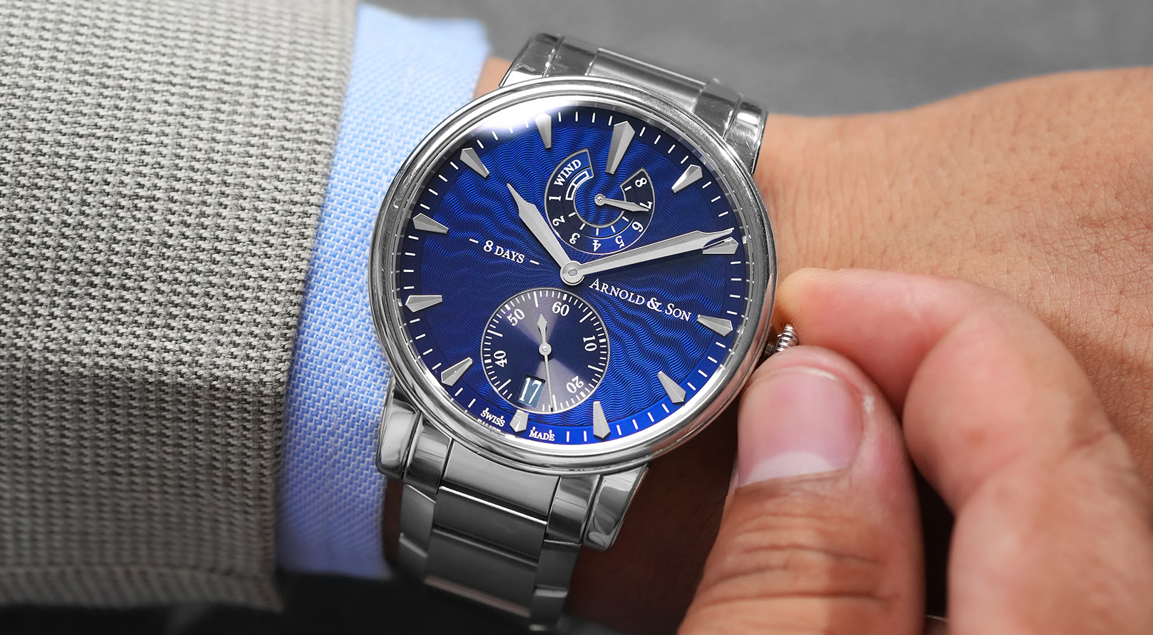 Just Dropped — The Robust And Elegantly Executed Arnold & Son Eight-Day Blue (Reference 1EDAS.U01C.S136D)