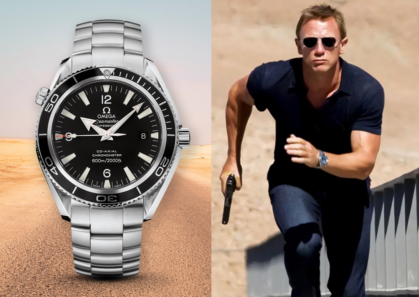 Daniel Crag wearing Omega Seamaster Planet Ocean 600M in Quantum of Solace