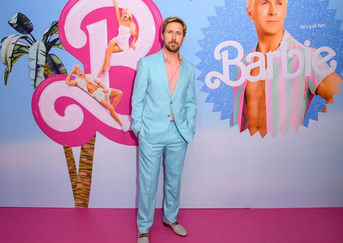 Ryan Gosling wearing Gucci and a TAG Heuer Carrera