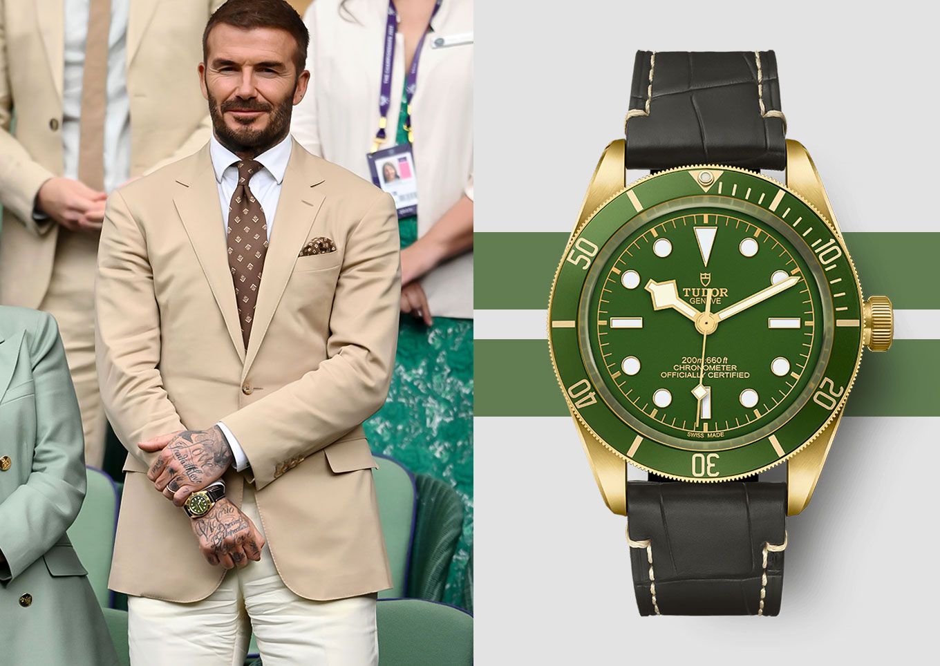 David Beckham In Tudor Black Bay 58 at Wimbledon 2023
