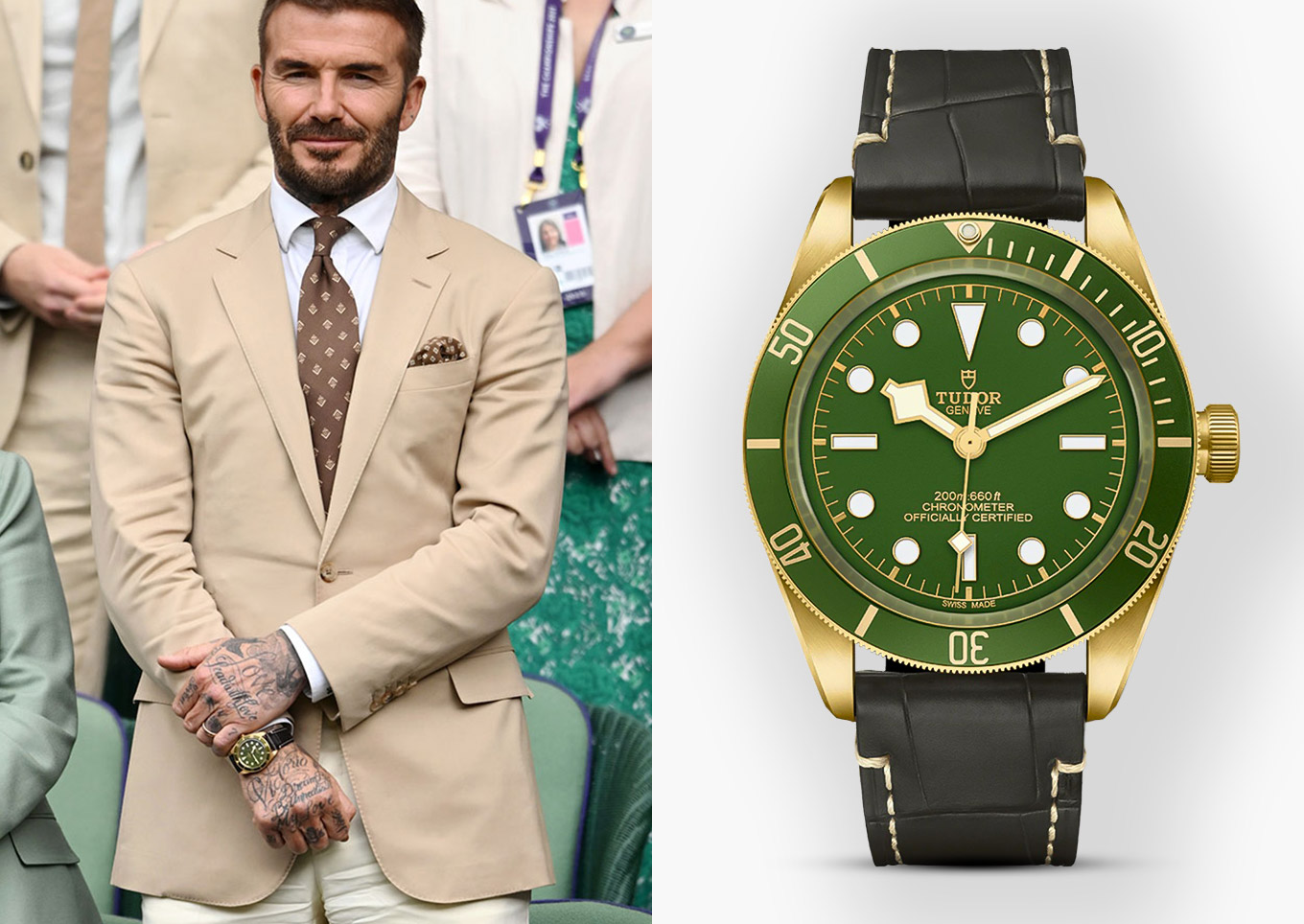 David Beckham in Tudor Black Bay 58 at the Wimbledon 2023