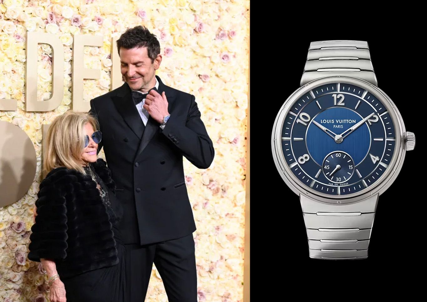 Best Actor nominee Bradley Cooper wore Louis Vuitton Tambour Automatic