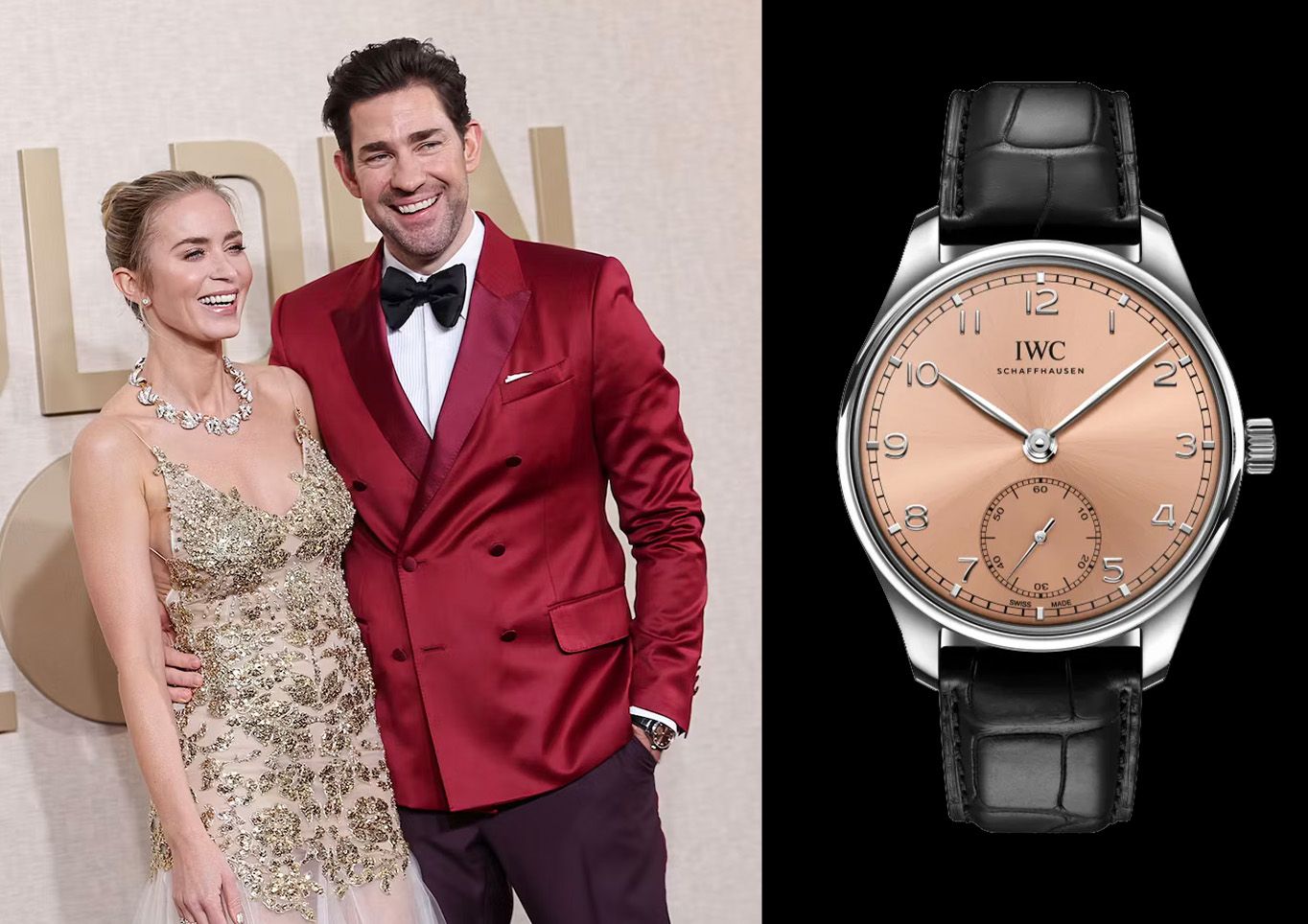 John Krasinski, with wife Emily Blunt, wearing IWC Portugieser Automatic 40