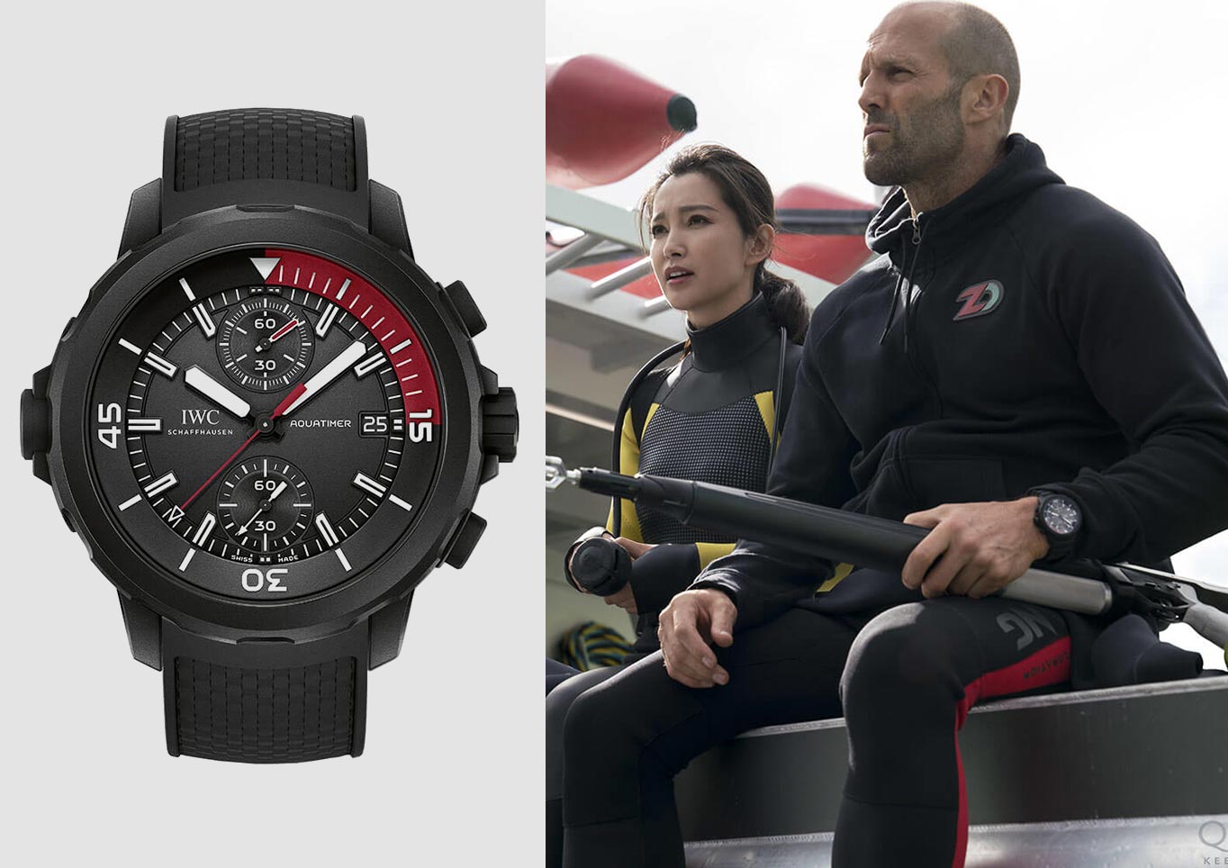 Jason Statham wearing the IWC Aquatimer Chronograph Edition La Cumbre Volcano