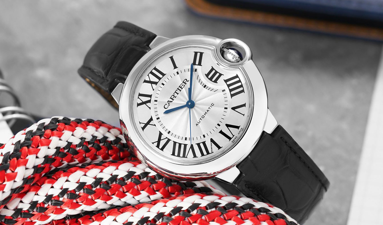 Cartier Ballon Bleu watch with Guilloché dial