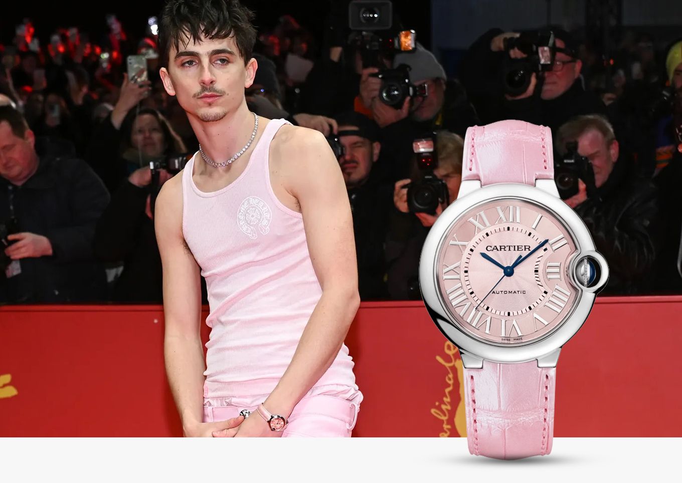Timothée Chalamet in Cartier Ballon Bleu