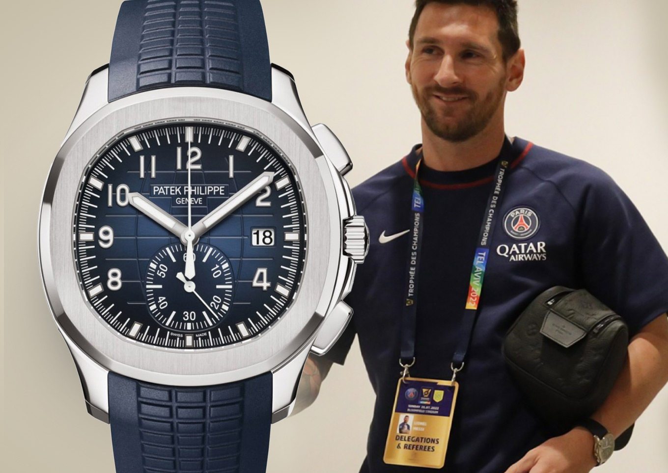 Messi with patek philippe Aquanaut Chronograph