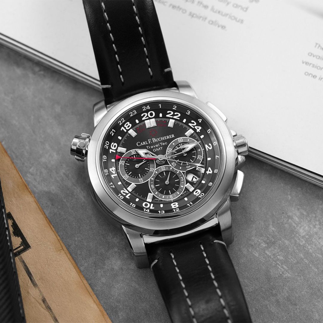 Carl F. Bucherer Patravi TravelTech GMT Chronograph with black leather strap