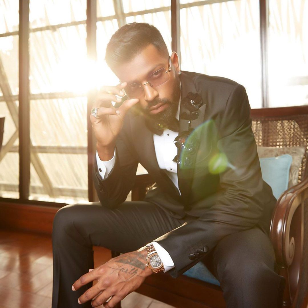 Hardik Pandya's wedding look, wearing a Patek Philippe 