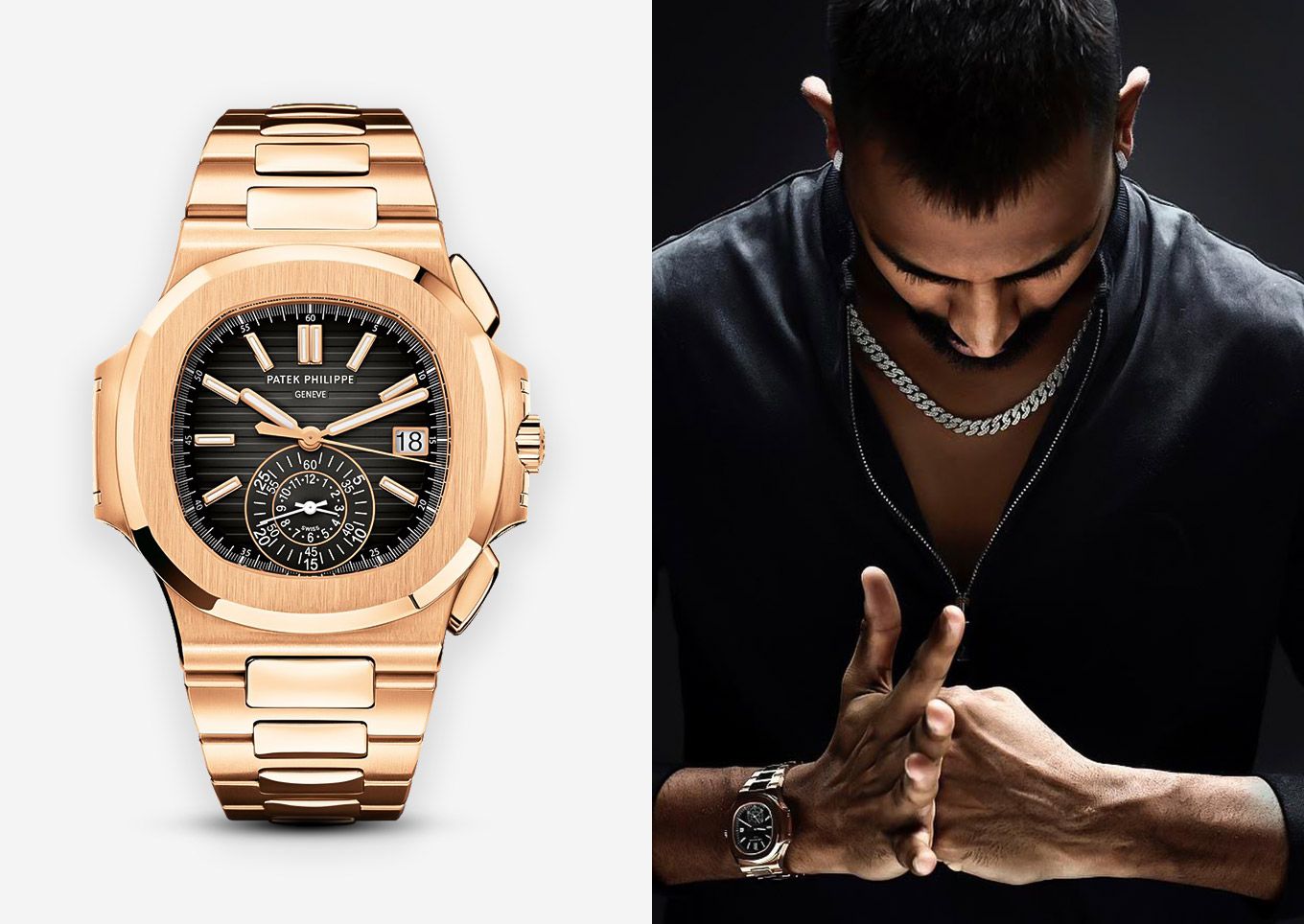 Krunal Pandya in Patek Philippe Nautilus